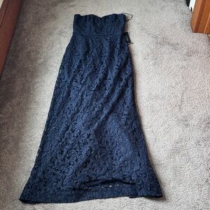 J. Crew Natasha Strapless Navy Lace Bridesmaid Maxi Dress SIZE 6